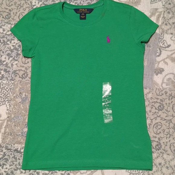 Girls Polo Ralph Lauren Short Sleeve T-shirt Green Medium 8/10 - Picture 1 of 5